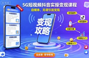 5G短视频抖音实操变现课程，自媒体，无谓引流变现-LH资源分享网