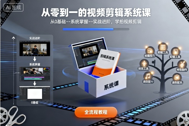 从零到一的视频剪辑系统课，从0基础–系统掌握–实战进阶，学拍视频剪辑-LH资源分享网