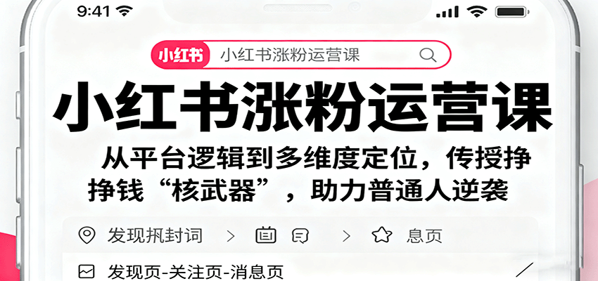 小红书涨粉运营课：从平台逻辑到多维度定位，传授挣钱 “核武器”，助力普通人逆袭-LH资源分享网