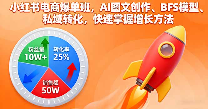 小红书电商爆单班，AI图文创作、BFS模型、私域转化，快速掌握增长方法-LH资源分享网