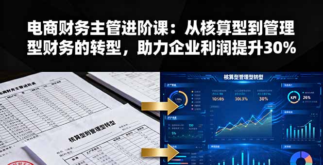 电商财务主管进阶课：从核算型到管理型财务的转型，助力企业利润提升30%-LH资源分享网