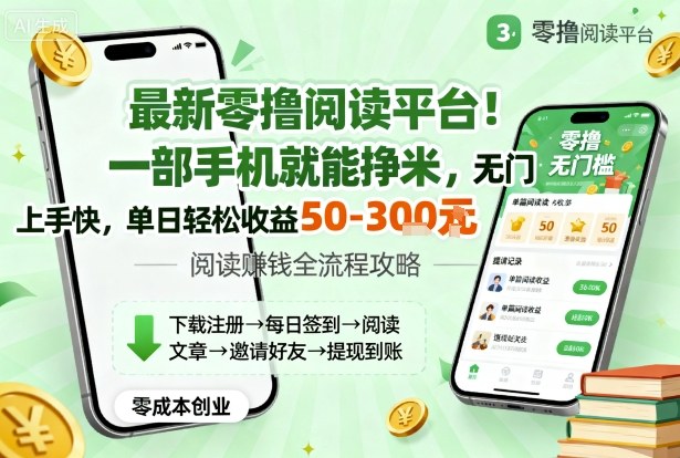 最新零撸阅读平台！一部手机就能挣米，无门槛上手快，单日轻松收益50-3张【揭秘】-LH资源分享网