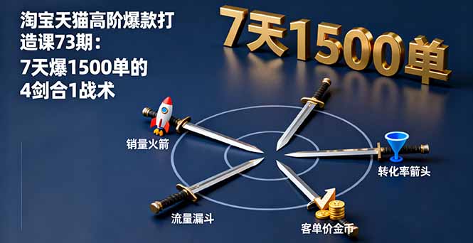 淘宝天猫高阶爆款打造课73期：7天爆1500单的4剑合1战术-LH资源分享网