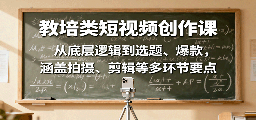 教培类短视频创作课：从底层逻辑到选题、爆款，涵盖拍摄、剪辑等多环节要点-LH资源分享网