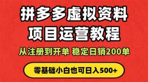 拼多多开店运营课程： 蓝海变现玩法，轻松实现睡后收入 零基础小白也可…-LH资源分享网