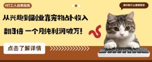 从兴趣到副业靠宠物占卜收入翻3倍一个月纯利润破W-LH资源分享网
