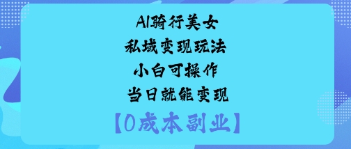 AI骑行美女私域变现玩法小白可操作当日就能变现-LH资源分享网