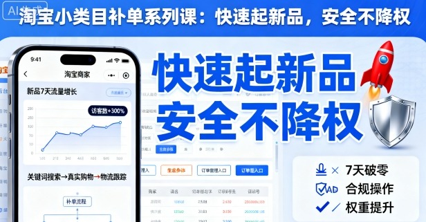 淘宝小类目补单系列课，快速起新品，安全不降权-LH资源分享网