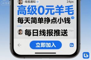 高级0元羊毛线报社群项目,每天简单挣点小钱-LH资源分享网