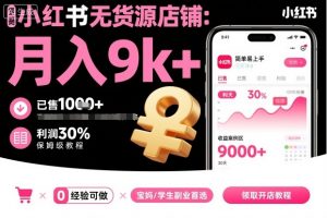 小红书无货源店铺项目,简单易上手,月入9k+,保姆级教程-LH资源分享网