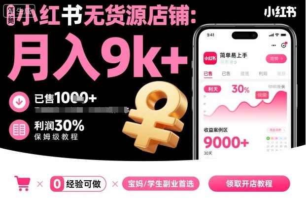 小红书无货源店铺项目，简单易上手，月入9k+，保姆级教程-LH资源分享网
