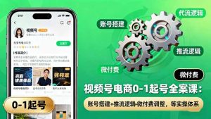 视频号电商0-1起号全案课:账号搭建+推流逻辑+微付费调整,等实操体系-LH资源分享网