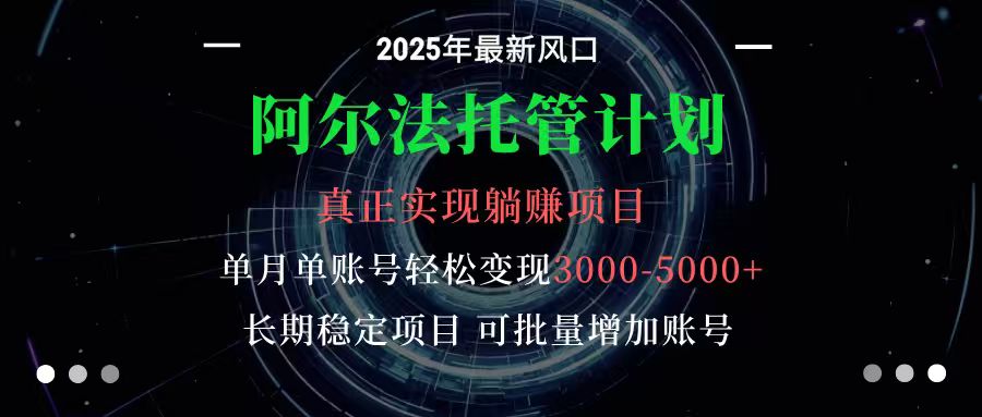 阿尔法托管计划 单账号月入3000-5000，长期稳定项目，新手小白轻松上手-LH资源分享网