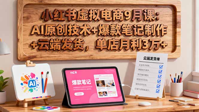 小红书虚拟电商9月课：AI原创技术+爆款笔记制作+云端发货，单店月利3万+-LH资源分享网
