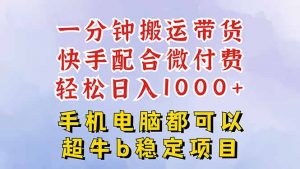 快手黑科技一分钟搬运带货，一刀不剪过原创，微付费投流玩法，轻松日入…-LH资源分享网