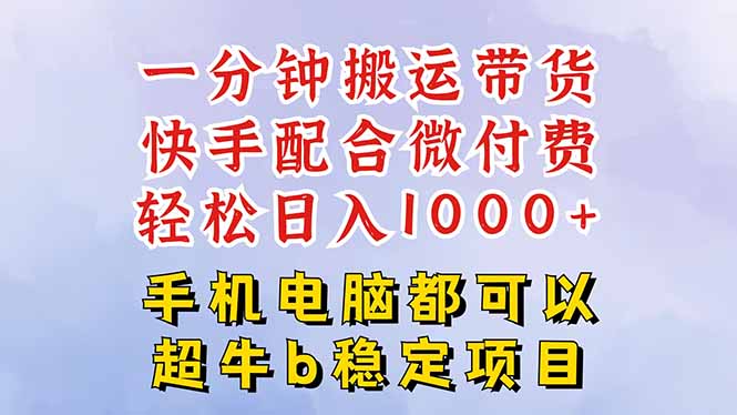 快手黑科技一分钟搬运带货，一刀不剪过原创，微付费投流玩法，轻松日入…-LH资源分享网