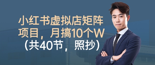 小红书虚拟店矩阵项目，照抄照做，月搞1W+(共40节)-LH资源分享网