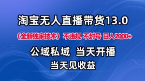 淘宝无人直播13.0,公域私域技术,不封号,不违规布局下半年旺季赛道,日入1K+(独家技术)【揭秘】-LH资源分享网