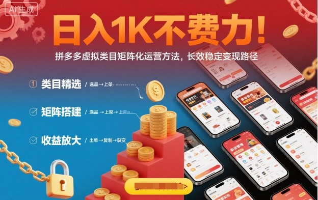 日入1K不费力！拼多多虚拟类目矩阵化运营方法，长效稳定变现路径-LH资源分享网