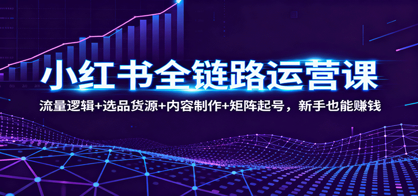 小红书全链路运营课：流量逻辑+选品货源+内容制作+矩阵起号，新手也能赚钱-LH资源分享网