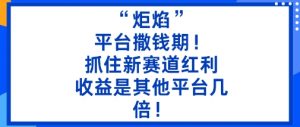 “炬焰”：平台撒钱期！抓住新赛道红利，5分钟二创内容，收益是其他平台几倍！-LH资源分享网