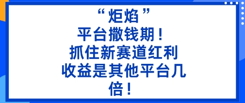 “炬焰”：平台撒钱期！抓住新赛道红利，5分钟二创内容，收益是其他平台几倍！-LH资源分享网