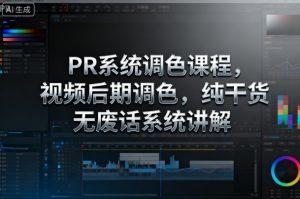 PR系统调色课程，视频后期调色，纯干货无废话系统讲解-LH资源分享网