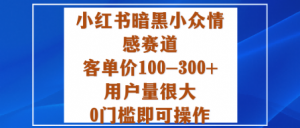 小红书暗黑小众情感赛道，客单价100-300+用户量很大，0门槛即可操作-LH资源分享网