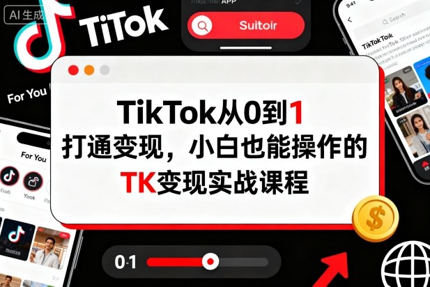 TikTok从0到1打通变现，小白也能操作的TK变现实战课程-LH资源分享网
