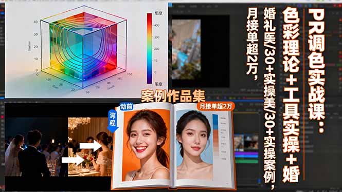 PR调色实战课：色彩理论+工具实操+婚礼医美/30+实操案例，月接单超2万-LH资源分享网