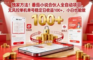 独家方法!番茄小说合伙人全自动挂G项目,无风控单机单号稳定日收益100+,小白也能做【揭秘】-LH资源分享网