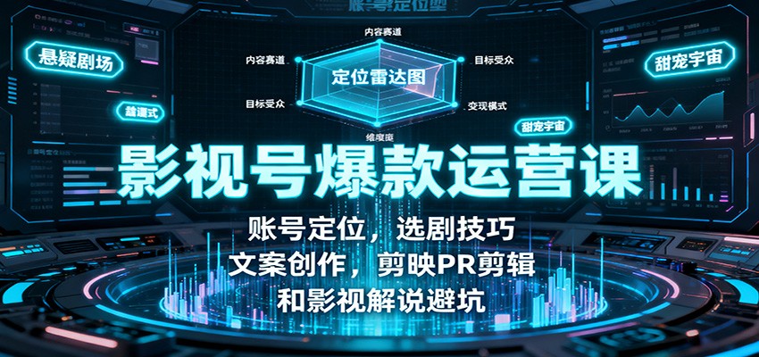 影视号爆款运营课：账号定位，选剧技巧，文案创作，剪映PR剪辑和影视解说避坑-LH资源分享网