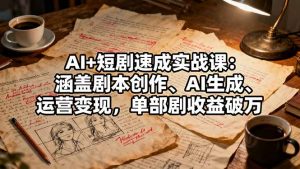 AI+短剧速成实战课：涵盖剧本创作、AI生成、运营变现，单部剧收益破万-LH资源分享网