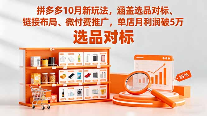 拼多多10月新玩法，涵盖选品对标、链接布局、微付费推广，单店月利润破5万-LH资源分享网