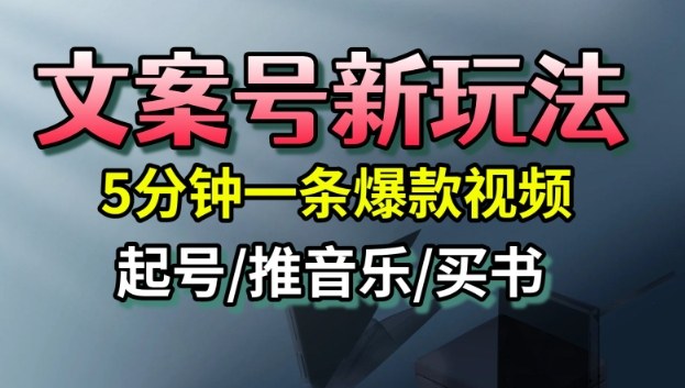 文案号新玩法，5分钟一条爆款视频，流量高，起号快，多方位变现-LH资源分享网