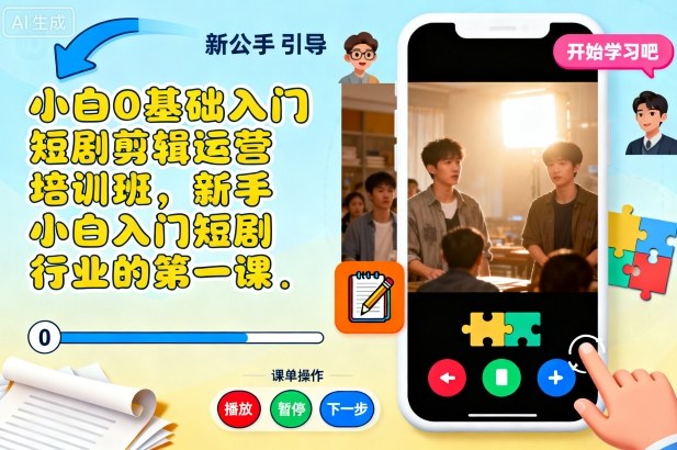 小白0基础入门短剧剪辑运营培训班，新手小白入门短剧行业的第一课-LH资源分享网