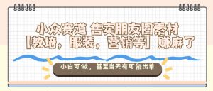 小众赛道售卖朋友圈素材【教培，服装，营销等】賺麻了，小白可做，甚至当天有可能出单-LH资源分享网