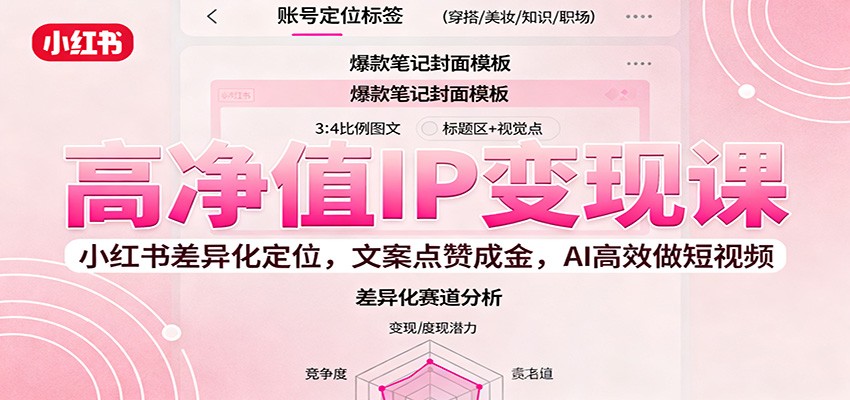 高净值IP变现课：小红书差异化定位，文案点赞成金， AI高效做短视频-LH资源分享网