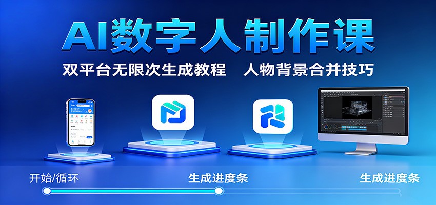 AI数字人制作课：双平台无限次生成教程，人物背景合并技巧-LH资源分享网