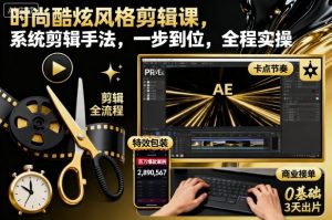 时尚酷炫风格剪辑课，系统剪辑手法，一步到位，全程实操-LH资源分享网