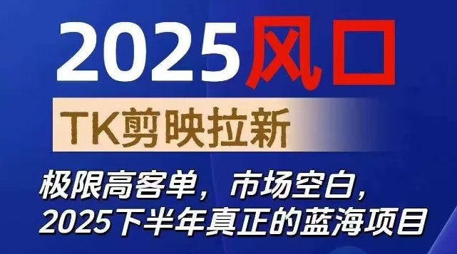 2025风口TK剪映capcut拉新项目，极限高客单，市场空白，2025下半年真正的蓝海项目-LH资源分享网