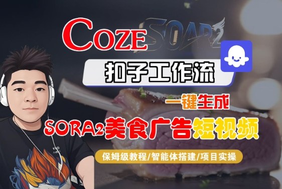 Coze扣子智能体工作流一键生成“SORA2美食广告“短视频，全流程保姆级教学-LH资源分享网