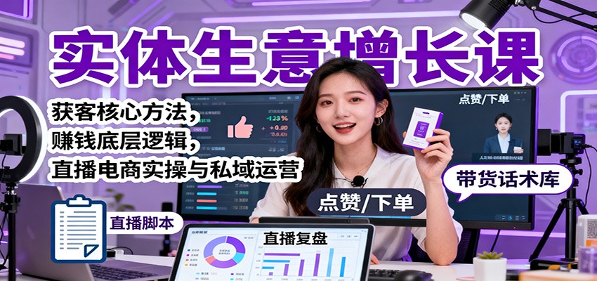 实体生意增长课：获客核心方法，赚钱底层逻辑，直播电商实操与私域运营-LH资源分享网