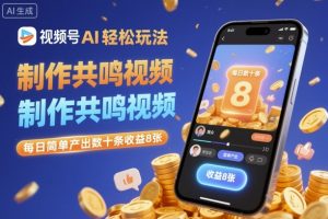 视频号AI轻松玩法，制作共鸣视频，每日简单产出数十条收益8张-LH资源分享网