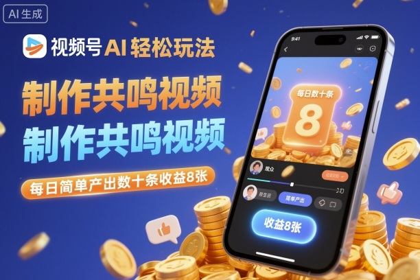 视频号AI轻松玩法，制作共鸣视频，每日简单产出数十条收益8张-LH资源分享网