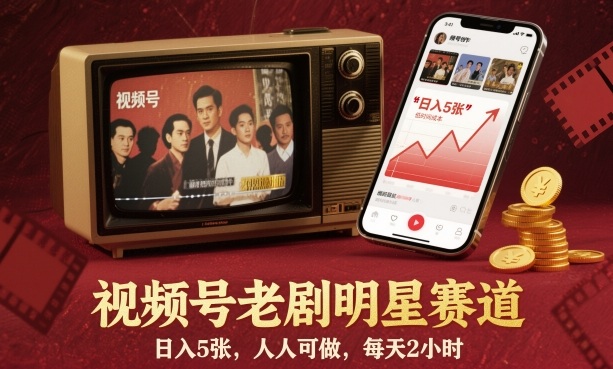 视频号老剧明星赛道，日入5张，人人可做，每天2小时-LH资源分享网