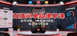 直播间单品爆单课：起号详解，5种直播间类型，投流技巧与运营-LH资源分享网