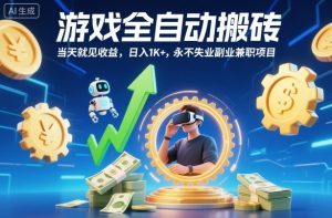 游戏全自动搬砖，当天就见收益，日入1K+，永不失业副业兼职项目【揭秘】-LH资源分享网
