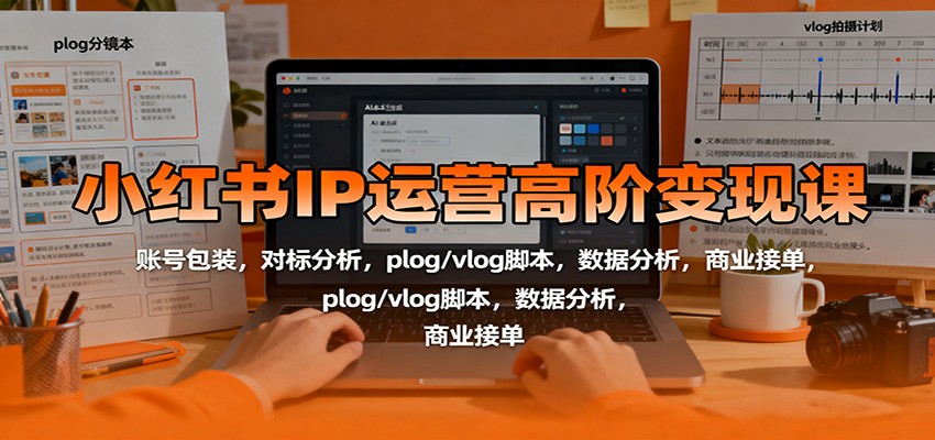 小红书IP运营高阶变现课：账号包装，对标分析，plog/vlog脚本，数据分析，商业接单-LH资源分享网