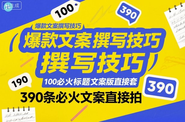 爆款文案撰写技巧，100个必火标题文案模版直接套，390条必火文案直接拍-LH资源分享网
